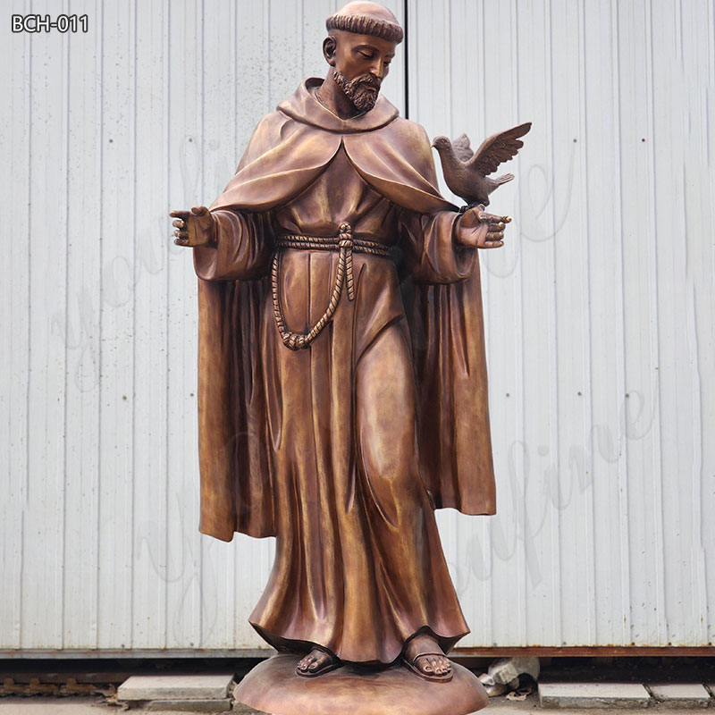 Life Size Bronze st Francis Garden Statue with Dove