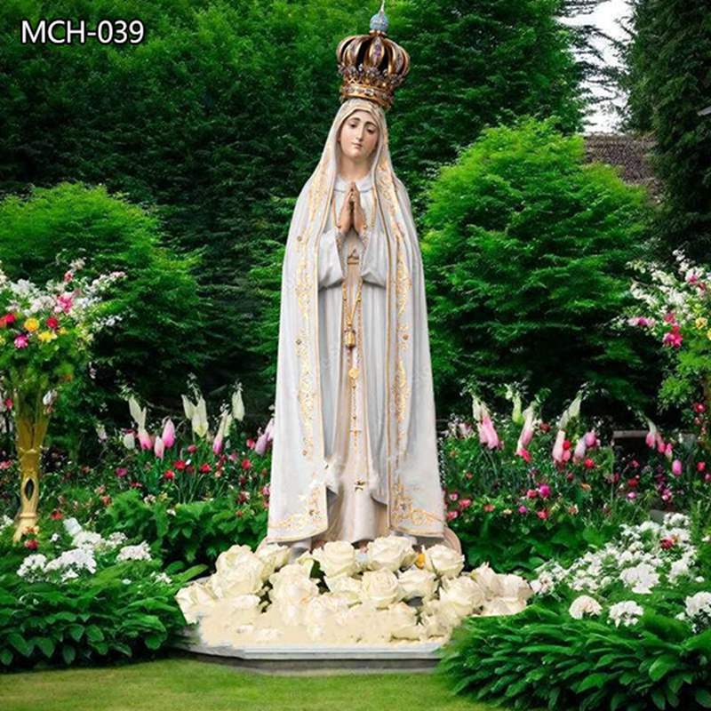 Hand Carved Natural Marble Statue of Our Lady of Fatima