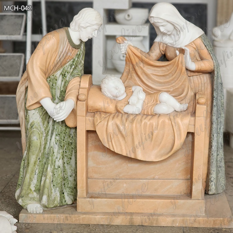 Colorful Catholic Marble Sacred Family Statue for Garden